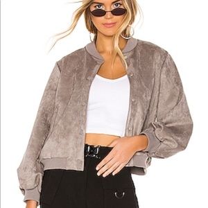 Superdown faux suede grey snap button jacket small
